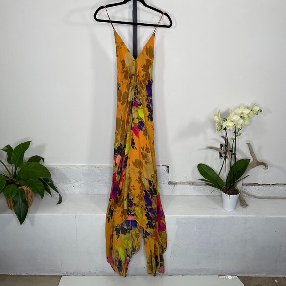 Nicole Miller Runway Silk Floral Lined Angelina Botanic Maxi Dress Size S - Picture 2 of 12